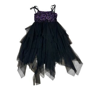 Love, Nickie Lew Purple Black Sequin Asymmetric Tulle Dress 14